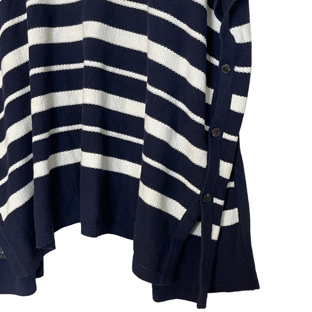Talbots Striped Knit Poncho Shrug Cardigan Size M / L Side Buttons Slouchy NEW - Picture 6 of 9